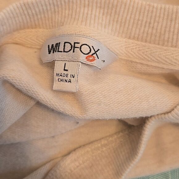 Wildfox Cream Leopard Print Lips Oversized Graphic Sweatshirt - Picture 6 of 6